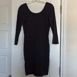 Aerie Vintage Black Bodycon Dress 3/4 Sleeve Size Medium